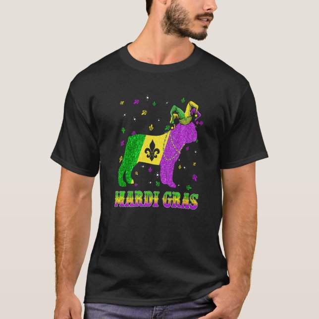 Camiseta French Bulldog Dog Mardi Gras Carnival Jester Bead (Anverso)