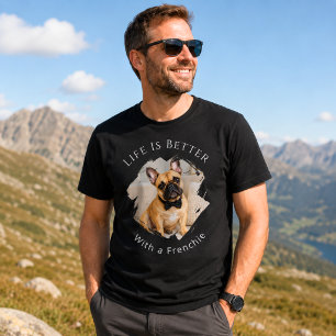 Camiseta French Bulldog Frenchie Foto La vida es mejor homb