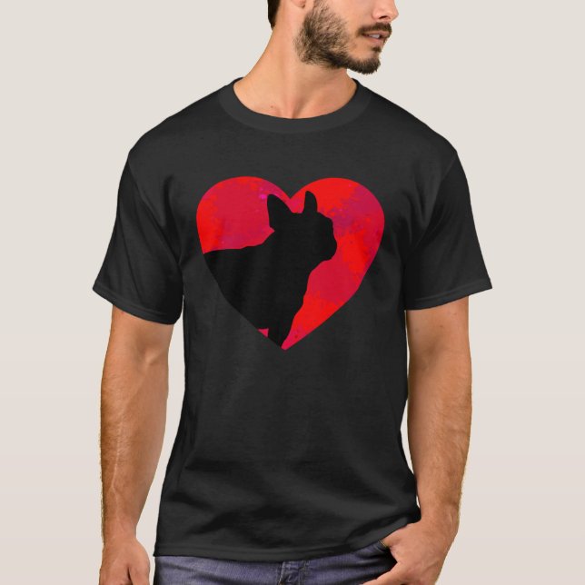 Camiseta French Bulldog Frenchie Heart Valentine s Day (Anverso)