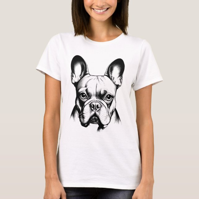 Camiseta French Bulldog Frenchie Mom Pencil Sketch (Anverso)