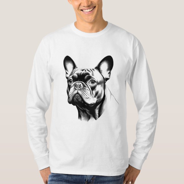Camiseta French Bulldog Frenchie Pencil Sketch Art (Anverso)