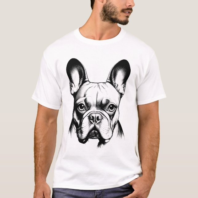 Camiseta French Bulldog Frenchie Pencil Sketch Art (Anverso)