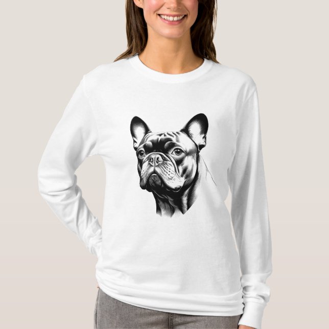 Camiseta French Bulldog Mom Pencil Sketch Gift (Anverso)