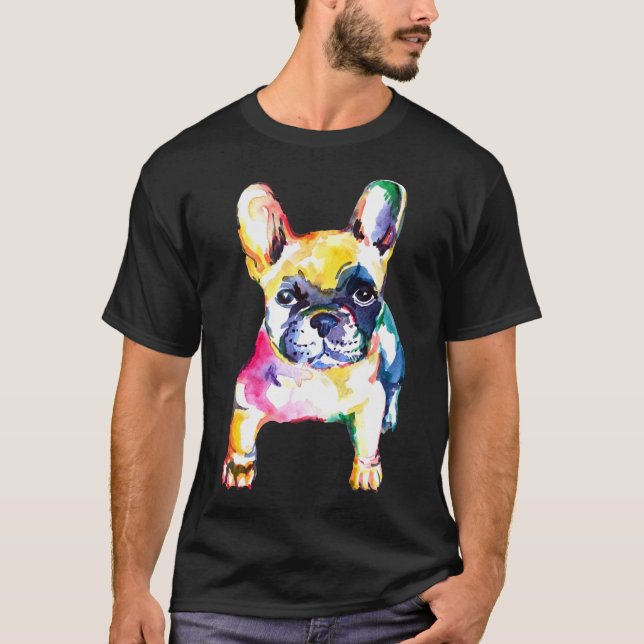 Camiseta French Bulldog Original Watercolor Hand Drawing Gi (Anverso)