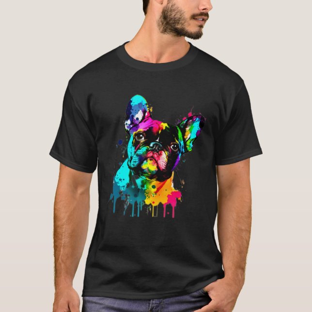 Camiseta French Bulldog Paint Splatter Frenchie  Splatter (Anverso)