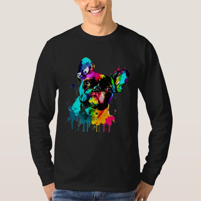 Camiseta French Bulldog Paint Splatter Frenchie  Splatter (Anverso)