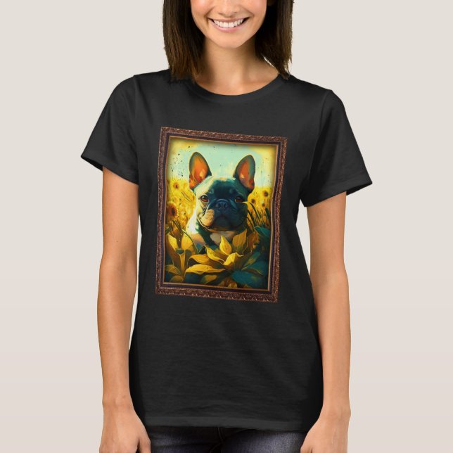 Camiseta French Bulldog Painting Sunflower Flower Mom Women (Anverso)