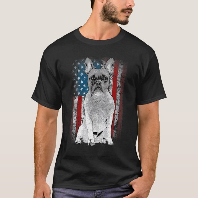Camiseta French Bulldog Patriotic USA Flag for Frenchie Own (Anverso)