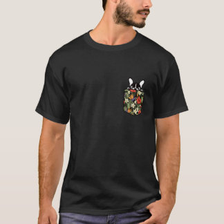 Camiseta French Bulldog Peeking from Hawaiian Flower Pocket