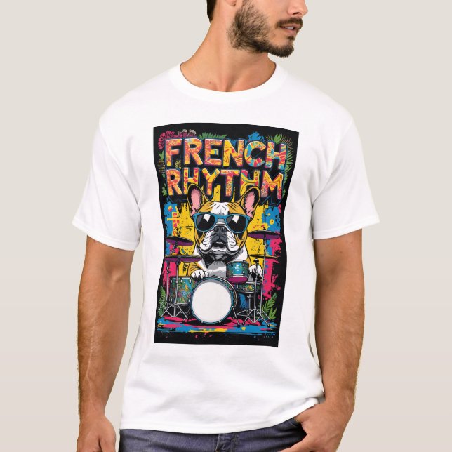 Camiseta French Bulldog Playing Drums (Anverso)
