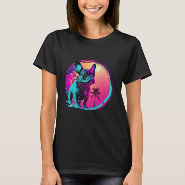 Camiseta French Bulldog s Synthwave Dreamscape (Anverso)