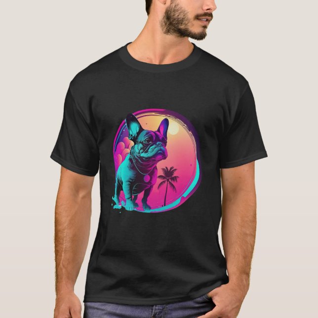 Camiseta French Bulldog s Synthwave Dreamscape (Anverso)