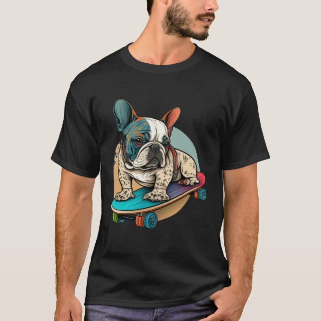 Camiseta French Bulldog Skateboarding English Bulldog Frenc (Anverso)
