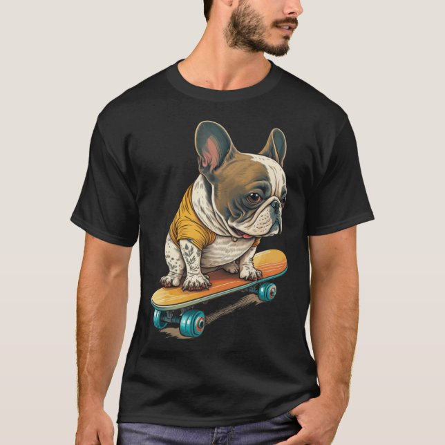 Camiseta French Bulldog Skateboarding English Bulldog Frenc (Anverso)