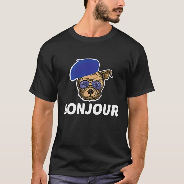 Camiseta French Bulldog Squad Bonjour  Dog  Quote (Anverso)