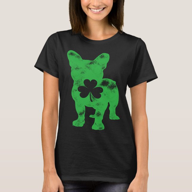 Camiseta French Bulldog St Patrick s Day Men Women Shamrock (Anverso)