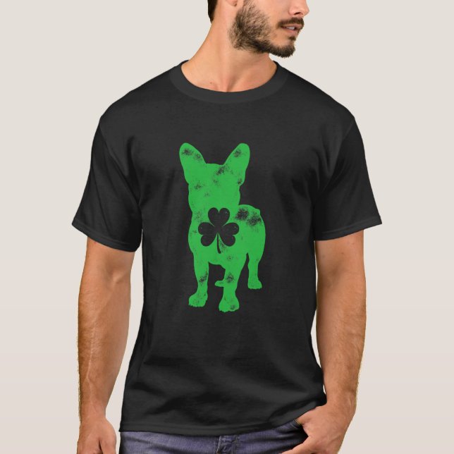 Camiseta French Bulldog St Patricks Day Boys Girls Shamrock (Anverso)