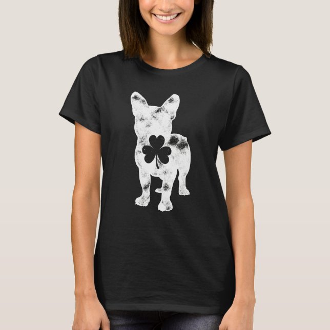Camiseta French Bulldog St Patricks Day Men Women Shamrock  (Anverso)
