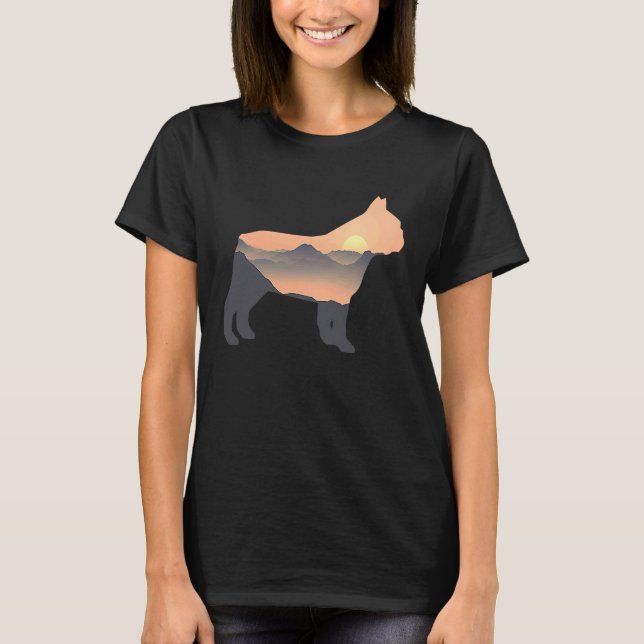 Camiseta french bulldog Sun Mountain Silhouette french bull (Anverso)