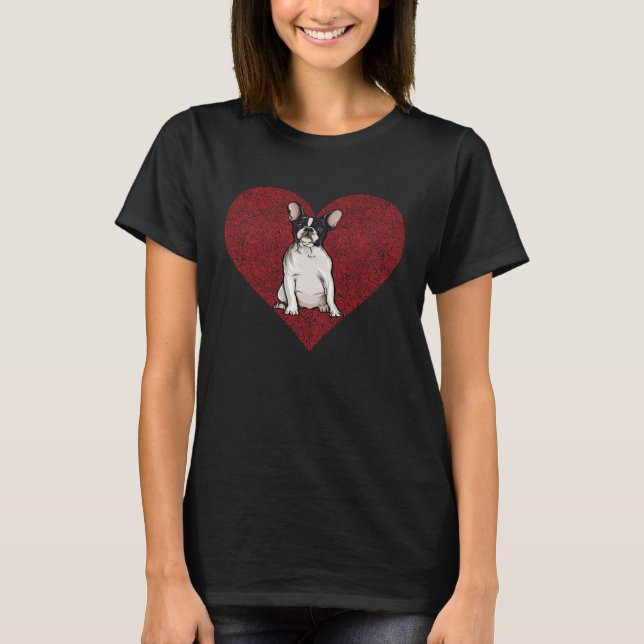 Camiseta French Bulldog Valentines Day Dog Love Fingerprint (Anverso)