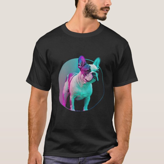 Camiseta French Bulldog Vaporwave Retrowave Aesthetic (Anverso)