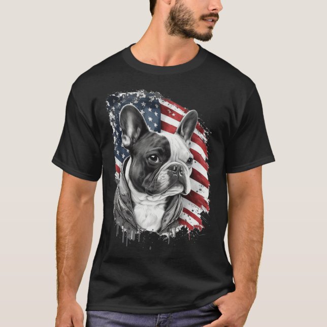 Camiseta French Bulldog with the American Flag (Anverso)