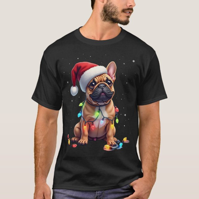 Camiseta French Bulldog Xmas Lighting Santa French Bulldog  (Anverso)
