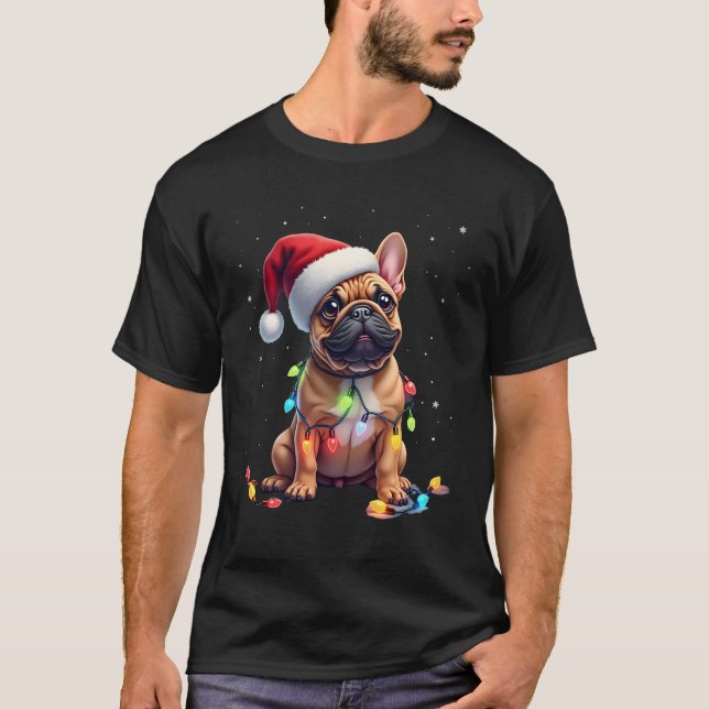 Camiseta French Bulldog Xmas Lighting Santa French Bulldog  (Anverso)