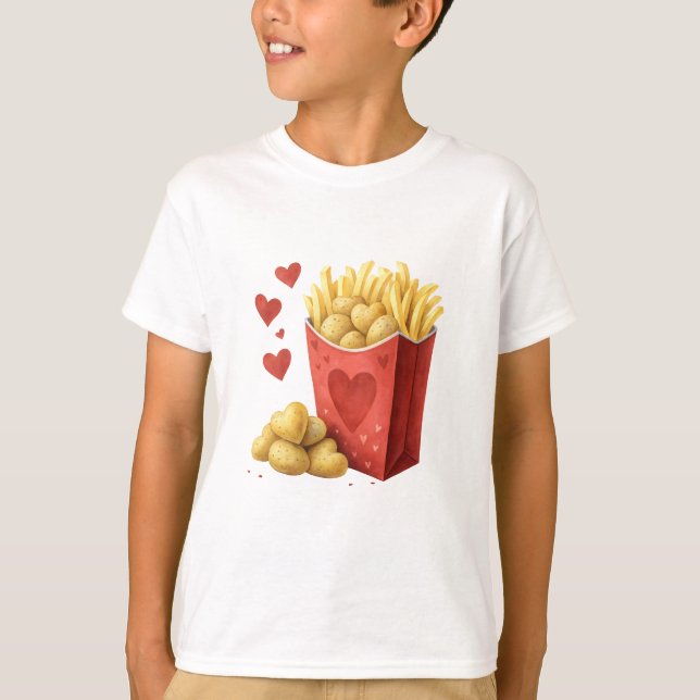 Camiseta French fry carton with heart-shaped potatoes (Anverso)