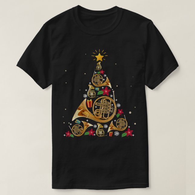 Camiseta French Horn Christmas Tree (Diseño del anverso)