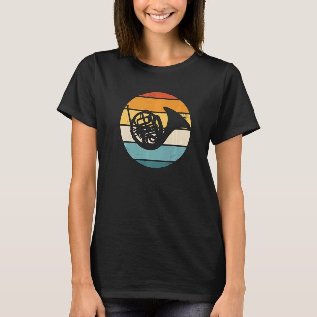 Camiseta French Horn Instrument Retro Sunset   (Anverso)