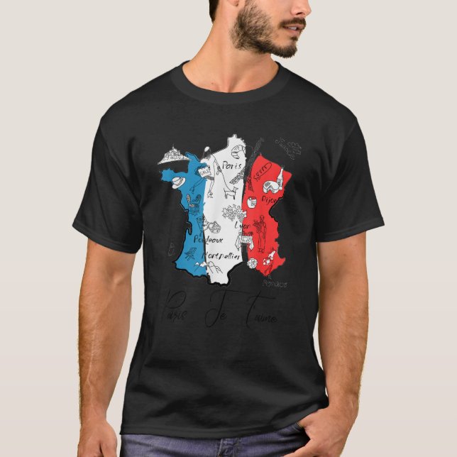 Camiseta French Map Travel Souvenir France Flag Love Paris  (Anverso)