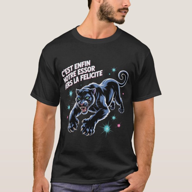 Camiseta French Panther Bliss Art Neon Synthwave Predator (Anverso)