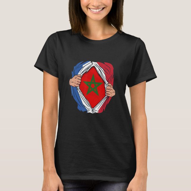 Camiseta French with Moroccan roots Maroc Flag with France (Anverso)
