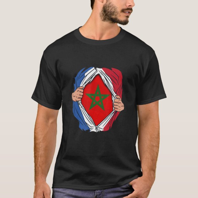 Camiseta French with Moroccan roots Maroc Flag with France (Anverso)
