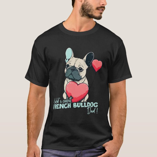 Camiseta Frenchbulldog con mundos de globos de corazón cues (Anverso)