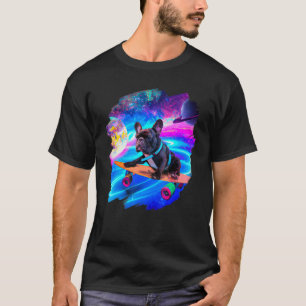 Camiseta Frenchie Bulldog Francés Skateboarding Espacio Ret