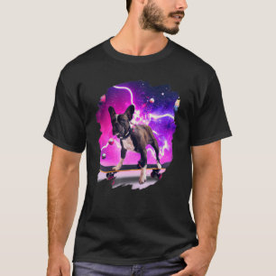 Camiseta Frenchie Bulldog francés Skateboarding Space Retro