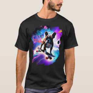 Camiseta Frenchie Bulldog francés Skateboarding Space Retro
