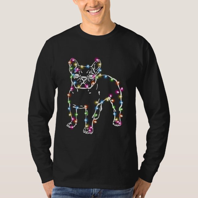 Camiseta Frenchie con Navidades enciende Feliz Navidad (Anverso)