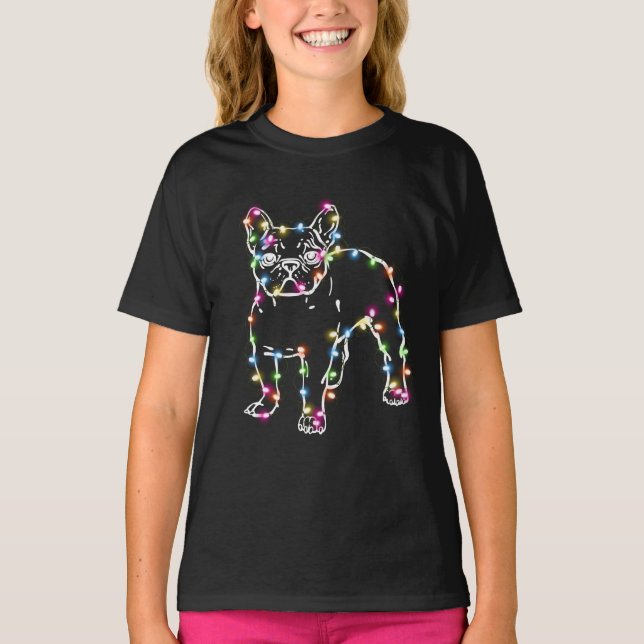 Camiseta Frenchie con Navidades enciende Feliz Navidad (Anverso)