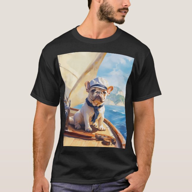 Camiseta Frenchie en un yate (Anverso)