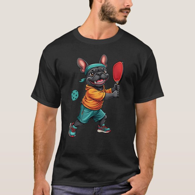 Camiseta Frenchie jugando a la pelota de baloncesto, gracio (Anverso)