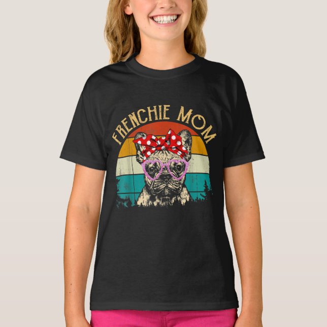 Camiseta Frenchie Mom Gift Vintage Retro Style Bulldog (Anverso)