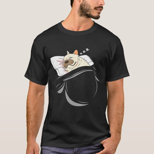 Camiseta Frenchie Sleeping Dog Animal Nap Pjs Set Francés (Anverso)