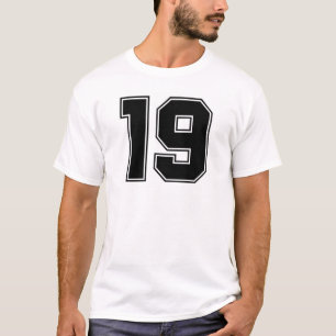 Camiseta Frente del número 19 e impresión de la parte