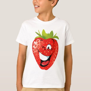 Camiseta fresa animada feliz divertida