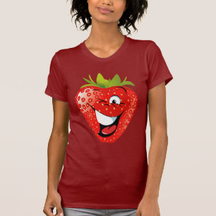 Camiseta fresa animada feliz divertida