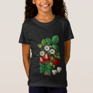 Camiseta Fresa Botánica Vintage, Fruta Ilustrada
