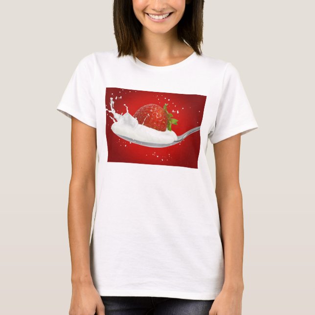 Camiseta Fresa con salpicadura de leche (Anverso)